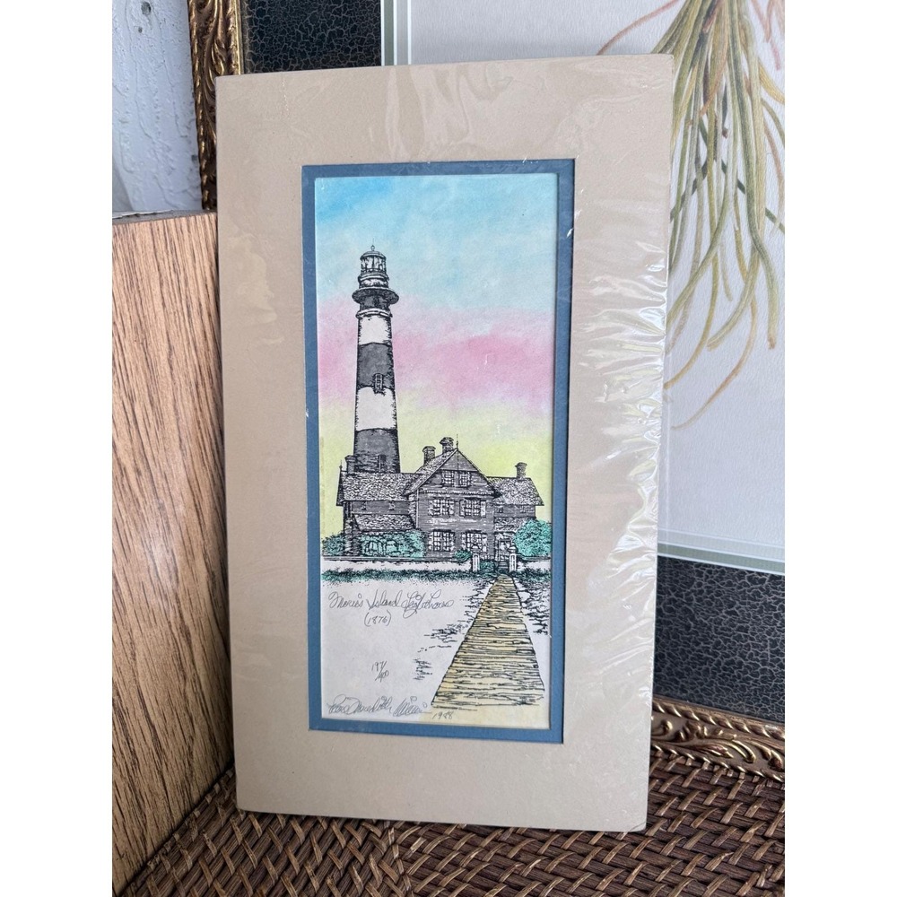 Eva Marshall Miller Morris Island Lighthouse 1876 Art Print Limited 197/400 1988